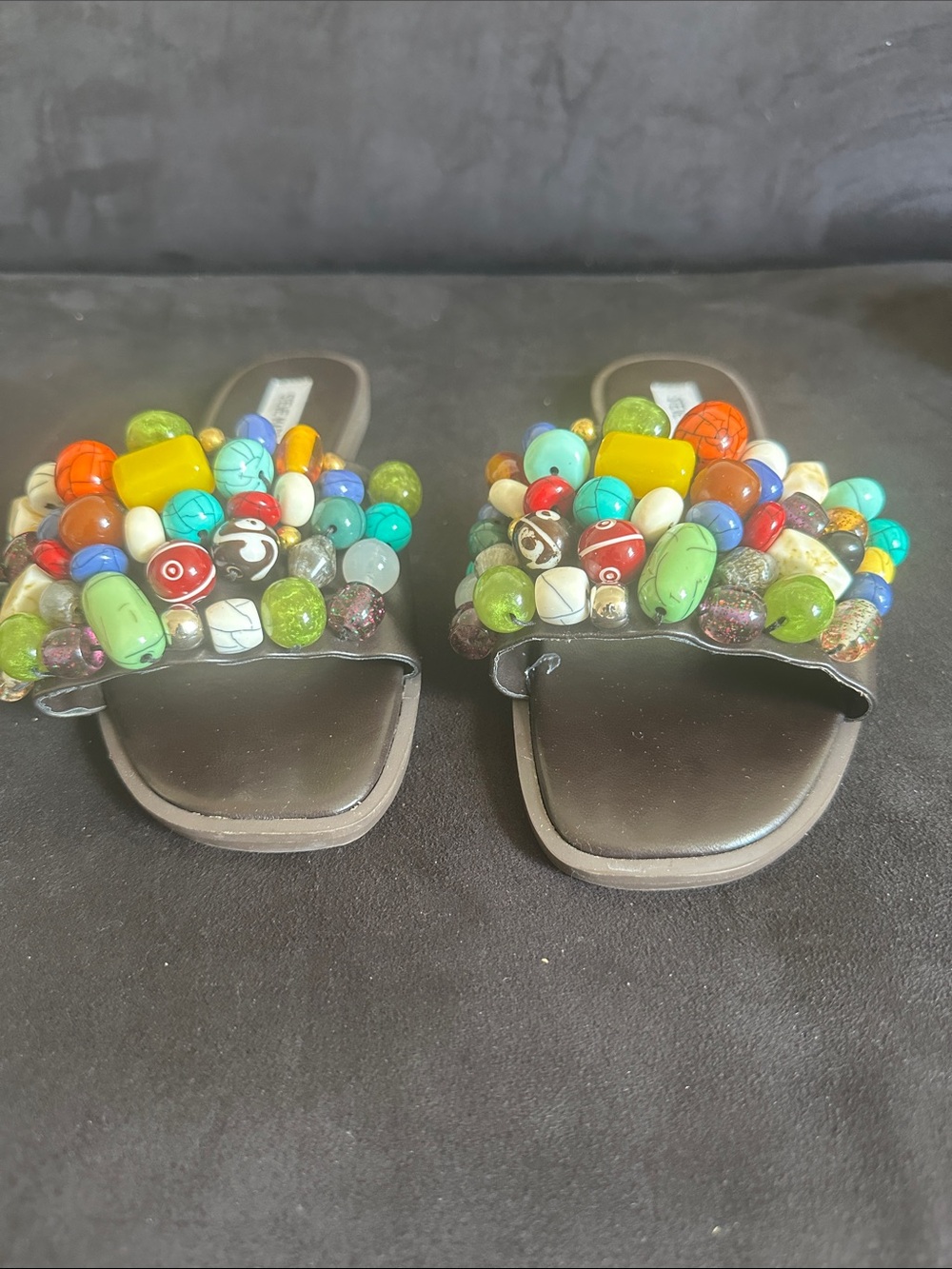 Steve Madden Women’s Multicolor Beaded Slide Sandals